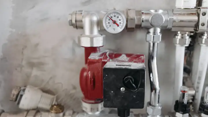 Plombier réparant un chauffe-eau électrique et son groupe de sécurité