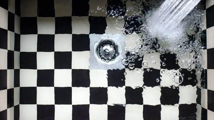 Plombier débouchant la canalisation d’un lavabo avec un furet